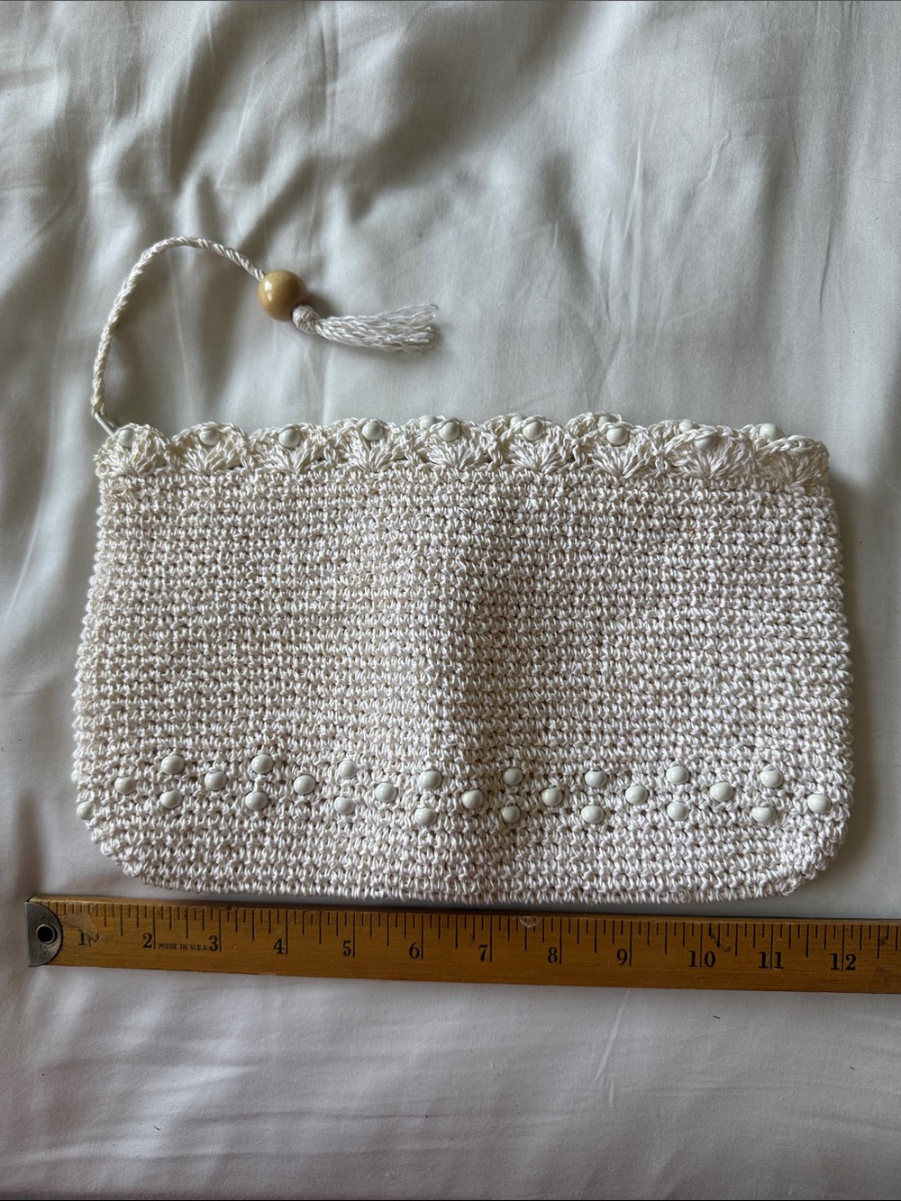 Vintage Made in Japan Crochet Beaded Wristlet Clutch